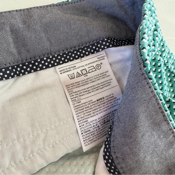 Banana Republic Hampton Fit Cigarette Green Diamonds Ankle Pants sz 0 - Picture 5 of 9